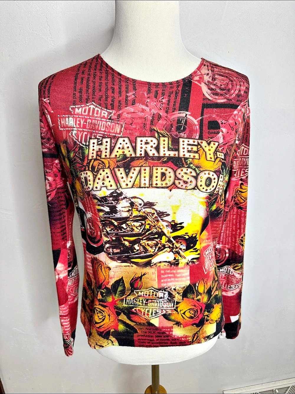 Harley-Davidson Floral Graphic Long Sleeve Tee Size Small